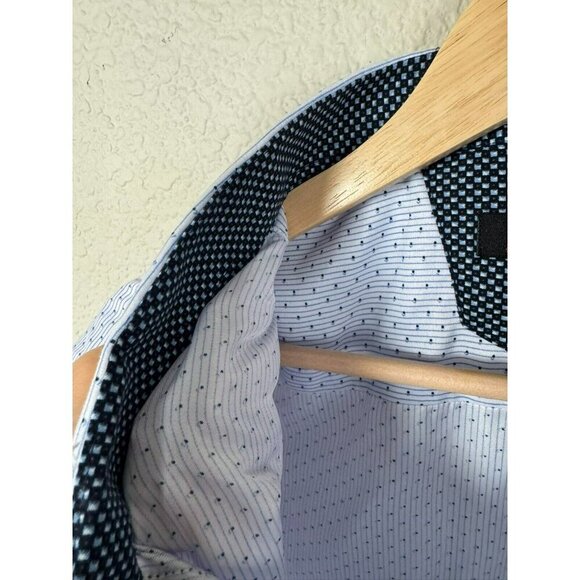 BC Collection Button Up Shirt Mens Size Large Blue White Blue Short Sleeve - Picture 9 of 11